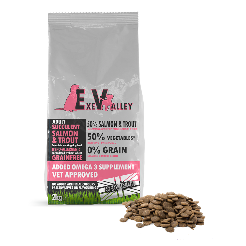Adult Succulent Salmon and Trout Dog Feed. Exe Valley Pet Foods