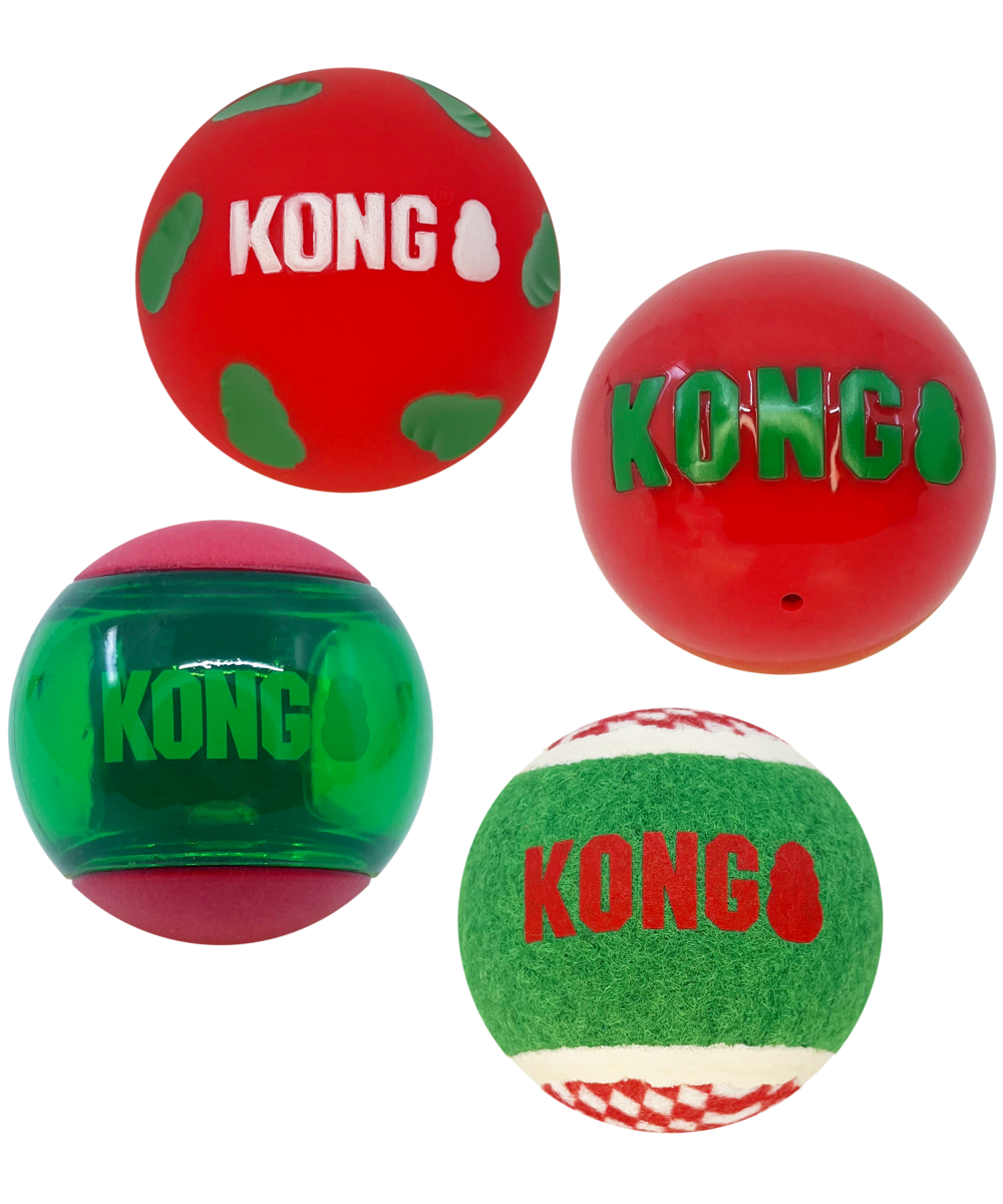 KONG Holiday Occasions Balls 4-pk Md