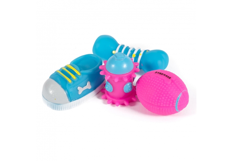 SB Vinyl Puppy Dog Toy Selection 4pc pack